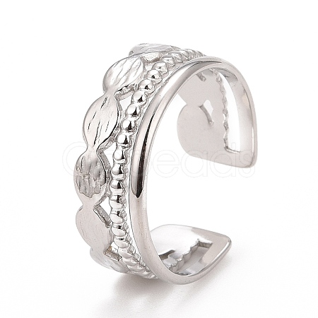 Non-Tarnish 304 Stainless Steel Oval Wrap Open Cuff Ring for Women LS-RJEW-C025-11P-1