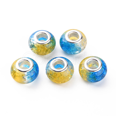 Crackle Two Tone Resin European Beads RPDL-T003-06I-1