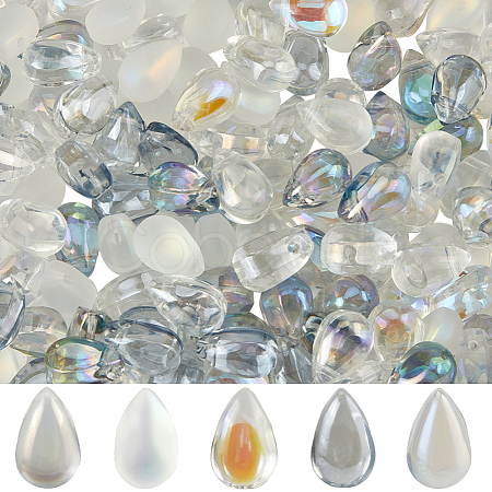150Pcs 5 Colors Transparent Spray Painted Glass Charms GLAA-SC0002-16A-1