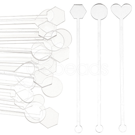 30Pcs 3 Style Transparent Acrylic Stirring Rods TACR-NB0001-30B-1