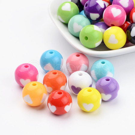 Mixed Color Heart Acrylic Beads for Chunky Necklaces X-YPL454-1