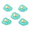 Resin Cartoon Cloud Beads, with Golden Plated Alloy Smiling Face, Turquoise, 22x29x15mm, Hole: 1.8mm