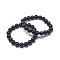 Synthetic Black Stone Bead Stretch Bracelets, Round, Inner Diameter: 2 inch~2-1/8 inch(5.2~5.5cm), Bead: 10mm