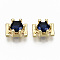 Brass Micro Pave Cubic Zirconia Cabochons, Fit Floating Locket Charms, Hexagon, Real 16K Gold Plated, Marine Blue, 7.5x5x3.5mm