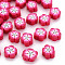 Handmade Polymer Clay Beads, Flower, Cerise, 9~10x9~10x4~5mm, Hole: 1.2mm