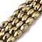 Electroplated Strong Magnetic Synthetic Hematite Beads Strands, Long-Lasting Plated, Faceted Oval, Light Gold Plated, 7~8x5~5.5mm, Hole: 1.4mm, about 50pcs/strand, 15.35''(39cm)