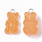 Resin Pendants, with Platinum Tone Iron Loop, Imitation Food, Bear, Orange, 20.5~22.5x11.5x7mm, Hole: 2mm