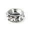 304 Stainless Steel European Beads, with Rhinestone, Large Hole Beads, Column, Stainless Steel Color, 9.5x3.5mm, Hole: 4.5mm