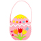 Easter Theme DIY Cloth Baskets Kits, Kid's Handbag, with Plastic Pin, Yarn, and Card, for Storing Home Fruit Snack Vegetables, Children Toy, Pink, Egg Pattern, 190x260mm