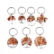 Natural Carnelian Chip & Alloy Tree of Life Pendant Keychain, with Iron Split Key Rings, 5.9~6.8cm