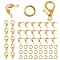 30Pcs Zinc Alloy Lobster Claw Clasps, Parrot Trigger Clasps, Jewelry Making Findings, with 50Pcs Iron Bead Tips and 50Pcs Iron Open Jump Rings, Golden, 12x6mm, Hole: 1.2mm