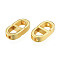 Brass Connector Charms, Nickel Free, Oval, Real 18K Gold Plated, 16x8x4mm, Hole: 1.4mm