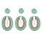 Handmade Polymer Clay Pendants, Oval & Flat Round, Medium Sea Green, 16~47.5x16~34.5x2~4mm, Hole: 1.8mm, 2pcs/set