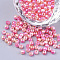 Rainbow ABS Plastic Imitation Pearl Beads, Gradient Mermaid Pearl Beads, Round, Hot Pink, 4x3.5mm, Hole: 1.2mm, about 18000pcs/500g