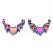 201 Stainless Steel Pendants, Evil Heart with Wing Charm, Rainbow Color, 23.5x30x2.5mm, Hole: 1.8mm