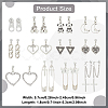 12 Pairs 12 Styles Cherry & Triangle & Eye & Bear & Zipper Buckle Alloy Dangle Stud Earrings for Women EJEW-AN0003-10-2