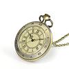 Flat Round Alloy Quartz Pocket Watches WACH-N039-07AB-4
