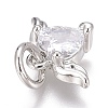 Brass Micro Pave Clear Cubic Zirconia Charms ZIRC-O035-26P-3