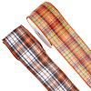 2 Rolls 2 Colors Tartan Pattern Polyester Ribbon OCOR-GF0005-36-1