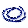 Handmade Evil Eye Lampwork Flat Round Bead Strands LAMP-L058-8mm-04-2