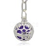 Silver Color Plated Brass Hollow Round Cage Pendants KK-J226-04S-2