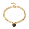 PVD Vacuum Plating 304 Stainless Steel Heart Charm Bracelet with Enamel BJEW-B057-08G-1