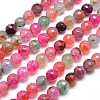 Dyed Natural Agate Faceted Round Beads Strands G-E267-31-1
