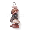 Gradient Color Natural Rose Quartz & Natural Rhodonite & Natural Pink Opal Chip Beaded Pendants PALLOY-JF02791-04-3