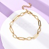 304 Stainless Steel Oval Link Chain Anklets AJEW-A057-01G-1