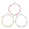 3Pcs 3 Style Fruit Polymer Clay & Glass Seed & Acrylic Pearl Beaded Necklaces Set NJEW-JN04582-1