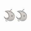 Brass Micro Pave Clear Cubic Zirconia Stud Earring Findings LS-KK-G530-03P-1