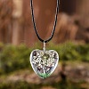 Heart Glass with Dried Flower Tree Inner Pendant Black Waxed Cord Necklaces FS-WG87A6D-06-1