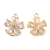 Brass Pave Clear Glass Connector Charms KK-F860-29G-1