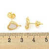 Brass with Shell Stud Earring Findings KK-G490-04G-3