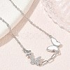 Brass Micro Pave Clear Cubic Zirconia White Butterfly Link Bracelets KK-CBA6980-21P-2