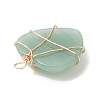 Natural Green Aventurine Copper Wire Wrapped Pendants PALLOY-JF02042-02-3