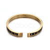 Ion Plating(IP) Roman Numerals Design 304 Stainless Steel Enamel Bangles BJEW-L552-11E-6mm-2