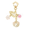 Flower Alloy Enamel & Glass Pendant Decorations HJEW-YW00200-03-1