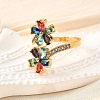 Brass Micro Pave Cubic Zirconia Cuff Rings RJEW-D308-03G-A-3