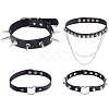 4Pcs 4 Styles Gothic Style Spiked Rivet Imitation Leather Chocker Necklaces NJEW-CL0001-19-7