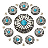 10Pcs Tibetan Style Alloy with Synthetic Turquoise Buttons BUTT-HY0001-09-1