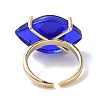 Lampwork Oval with Evil Eye Open Cuff Ring RJEW-I086-13G-01-6