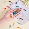10Pcs Triple Synthetic Turquoise Round Beaded Connector Charms PALLOY-SW00003-08-3