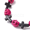 Halloween Cross & Skull Acrylic Bead Stretch Bracelets BJEW-JB12617-4