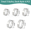 20Pcs 5 Styles 304 Stainless Steel Finger Rings for Men RJEW-UN0003-12-3