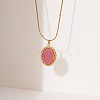 Natural Strawberry Quartz Faceted Oval Pendant 304 Stainless Steel Satellite Chain Necklaces for Women WG6F64C-02-2