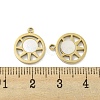 304 Stainless Steel Pave Shell Flat Round with Sun Charms STAS-P356-44G-3