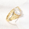 Brass Micro Pave Cubic Zirconia Rings for Women RJEW-K312-04G-3