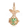 Golden Plated Brass Hollow Round Cage Pendants KK-J251-10G-2
