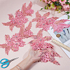 4Pcs Flower & Leaf Polyester and Plastic Applqiues PATC-CY0001-49B-3